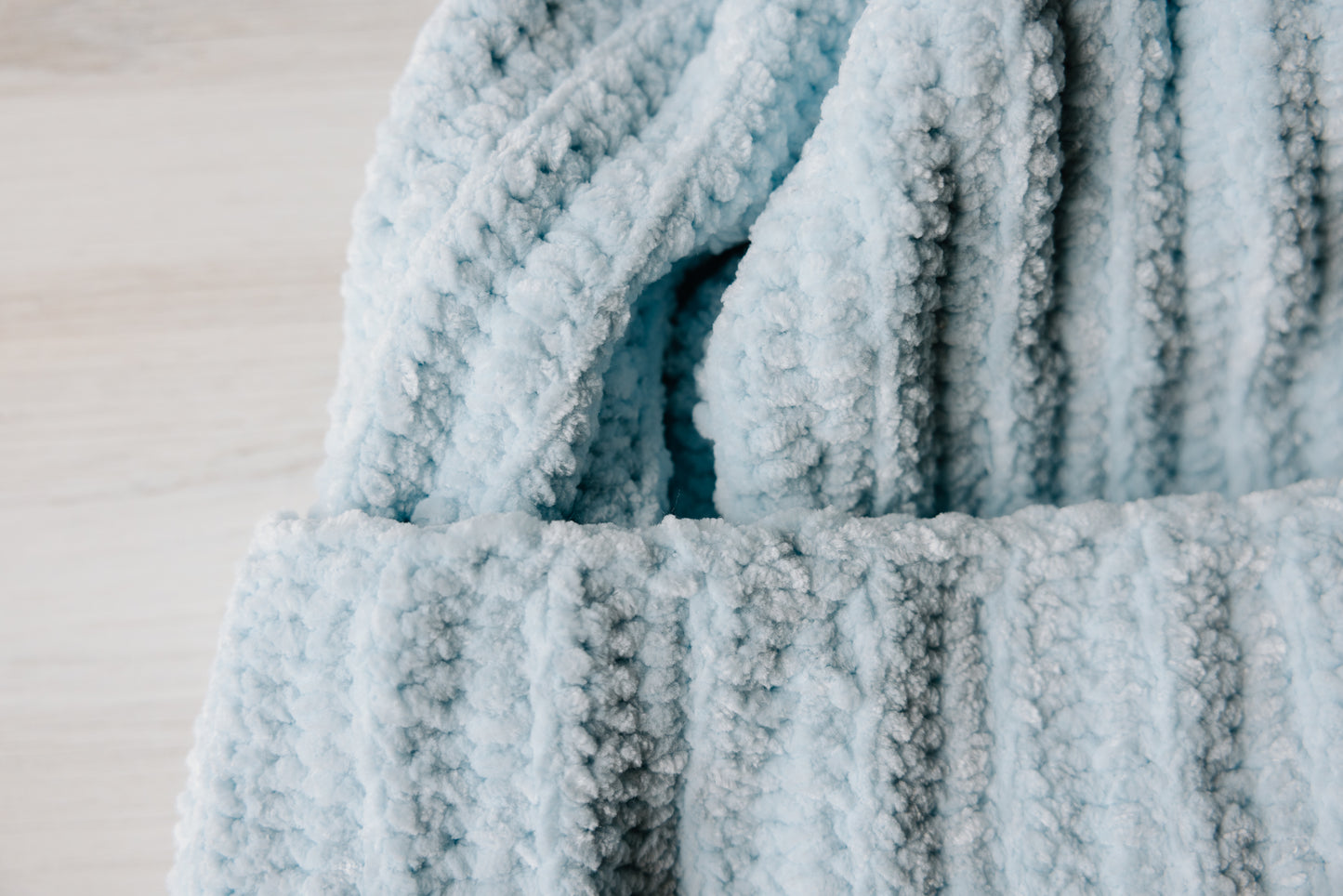 Light Blue Crochet Beanie