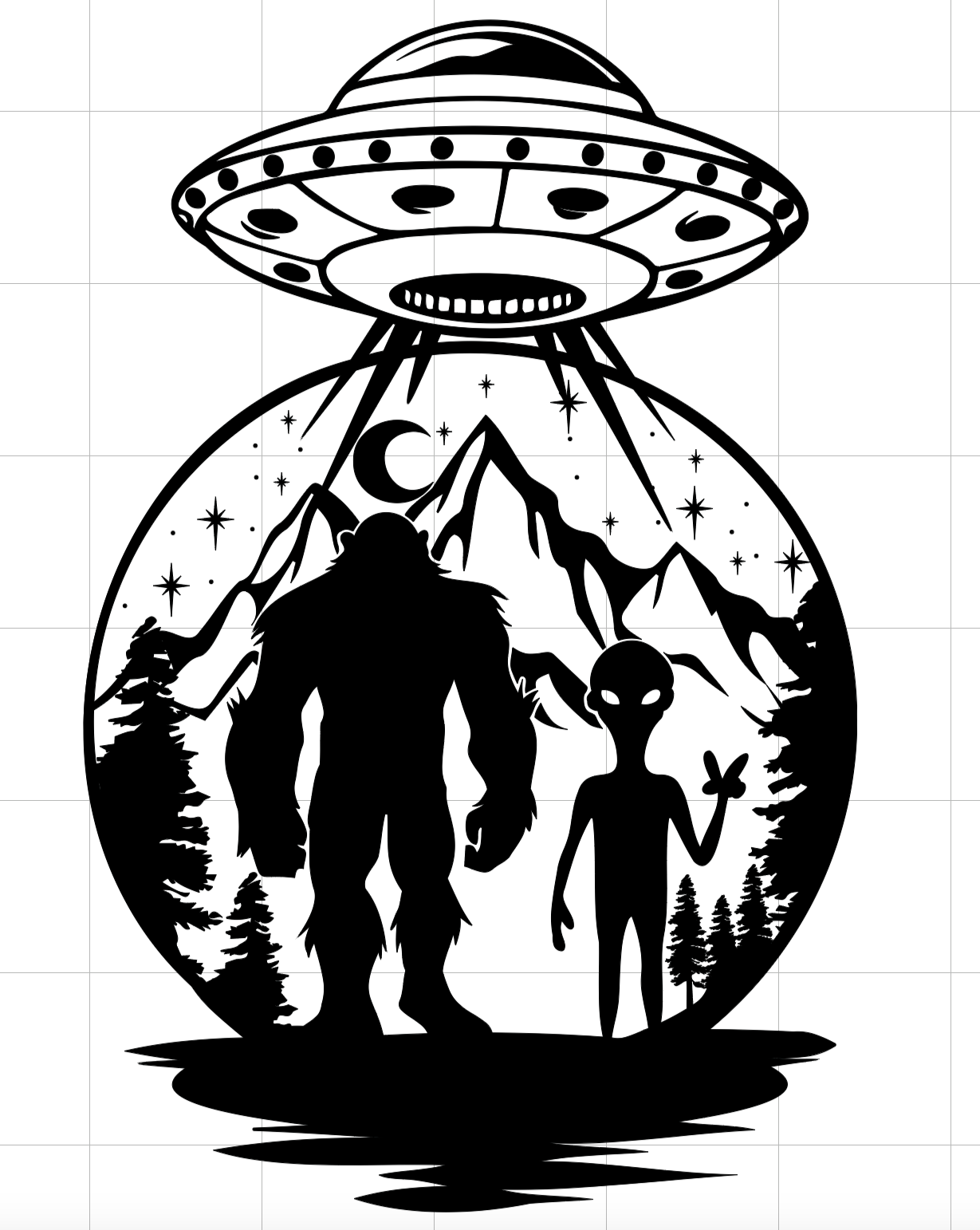 Sasquatch and Alien Tote Bag