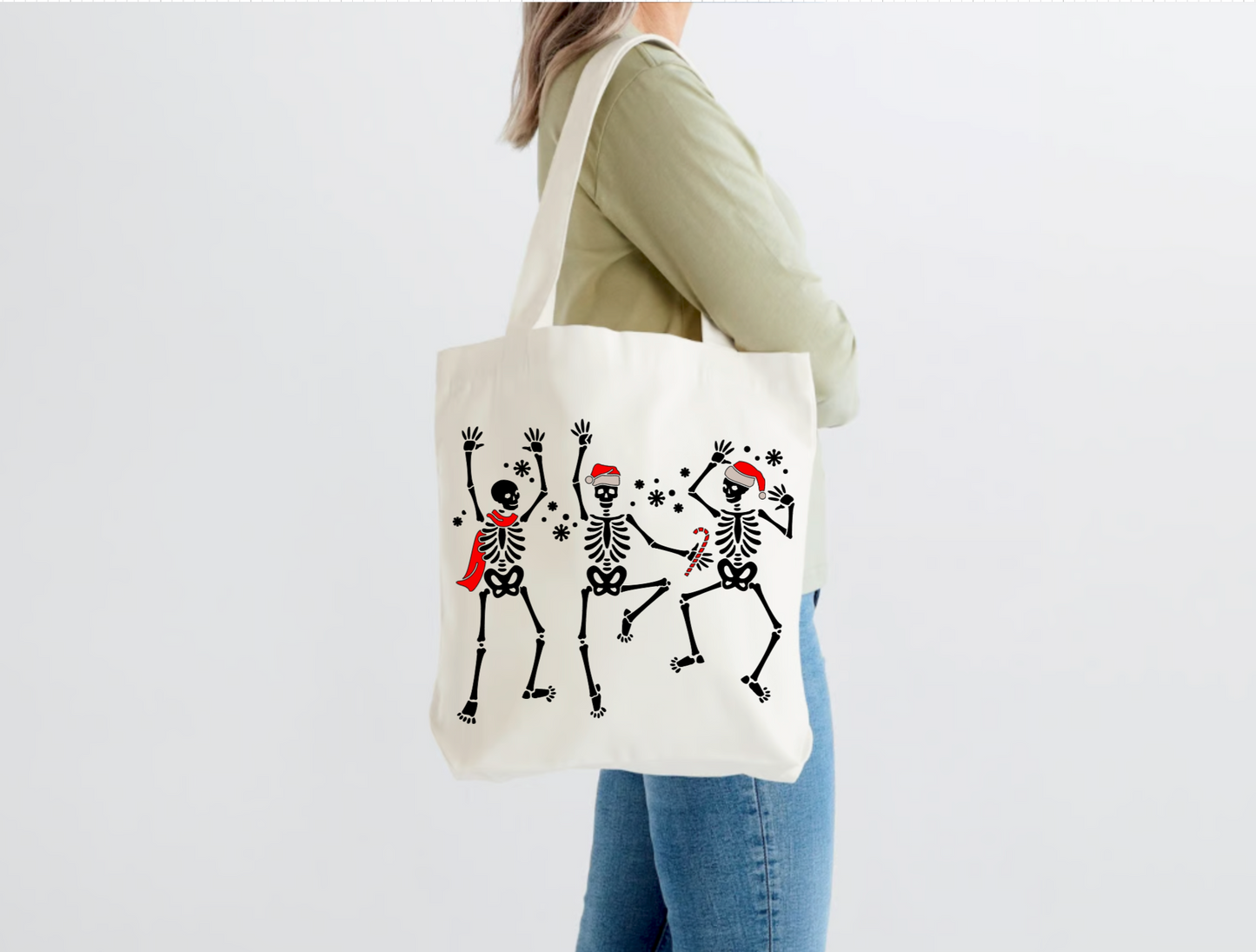 Christmas Dancing Skeletons Tote Bag