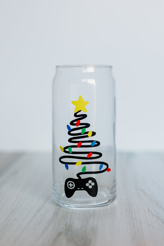 Gamer Christmas Tree Glass Cup