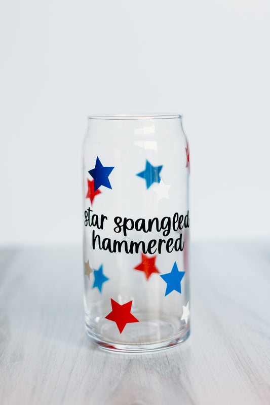 Star Spangled Hammered Glass Cup