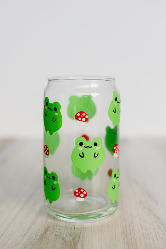 Frog and Mushroom Glass Cup