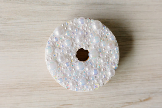 White Pearl & Rhinestone Lid