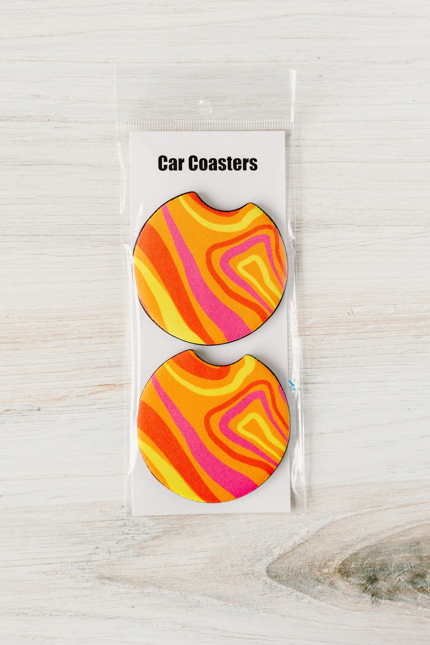 Orange and Pink Design Car Coasters