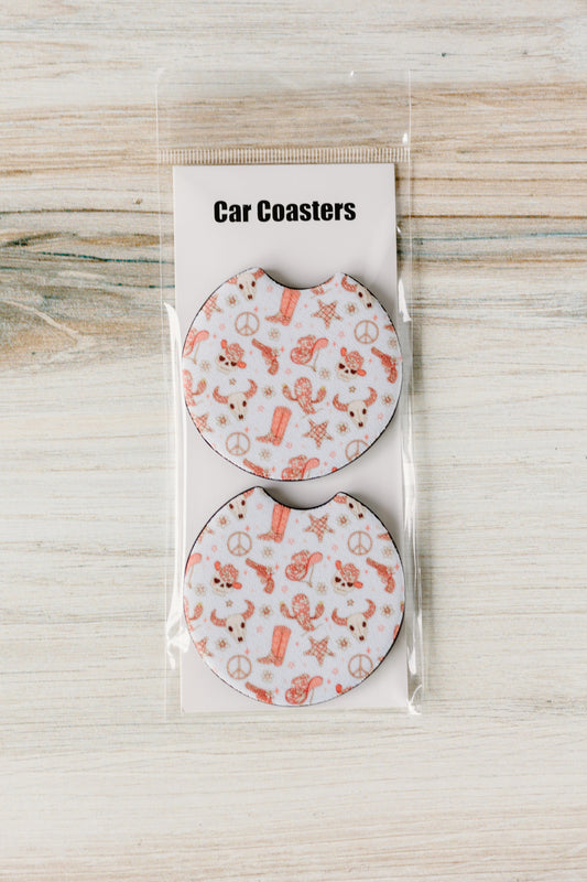 Pink Western Car Coasters