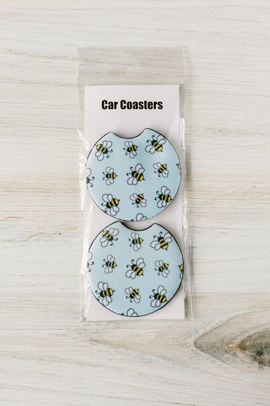 Blue Bee Car Coasters