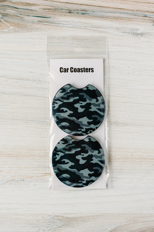 Black and Gray Camo Car Coasters