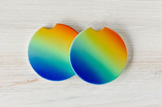 Rainbow Gradient Ceramic Car Coasters