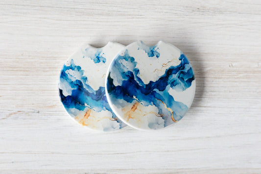 Blue Marble Ceramic Car Coasters