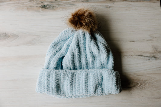 Light Blue Crochet Beanie