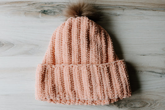 Peach Crochet Beanie