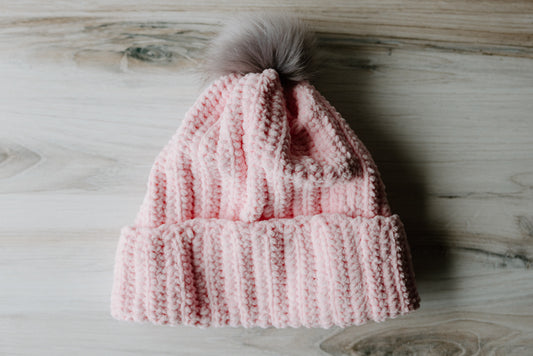 Light Pink Crochet Beanie