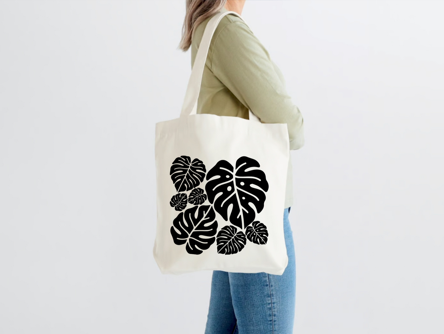 Monstera Leaves Tote Bag